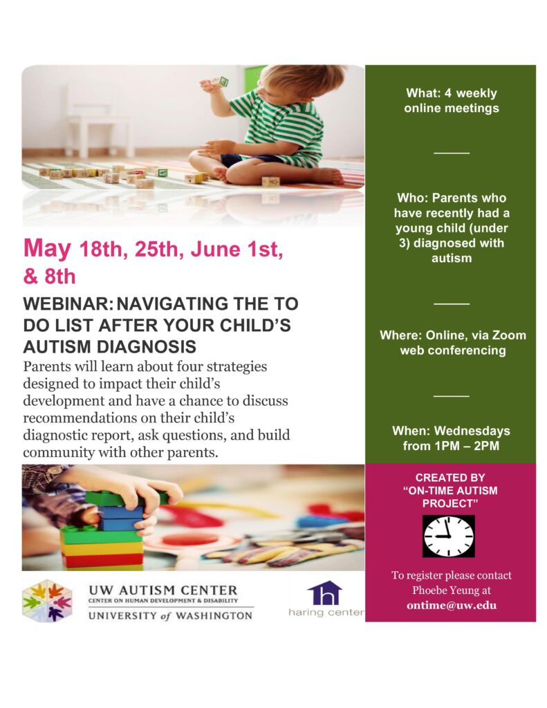 4 part series for parents of recently diagnosed children under 3 with autism. 